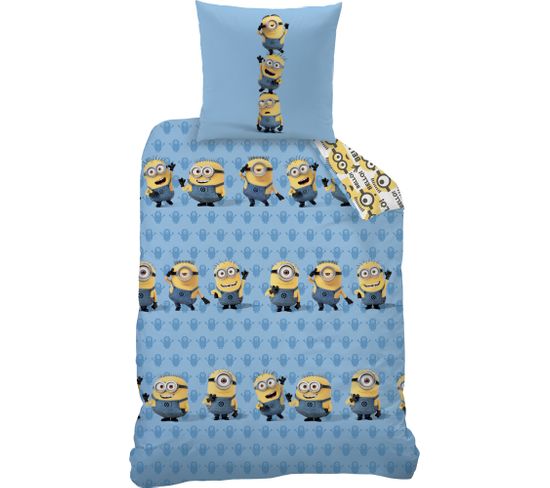 Parure De Lit Imprimée 100% Coton, Les Minions Overalls 160x200+70x80cm