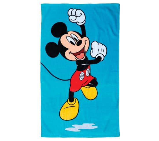 Drap De Plage Imprimé 100% Coton, Mickey Blue 70x120cm