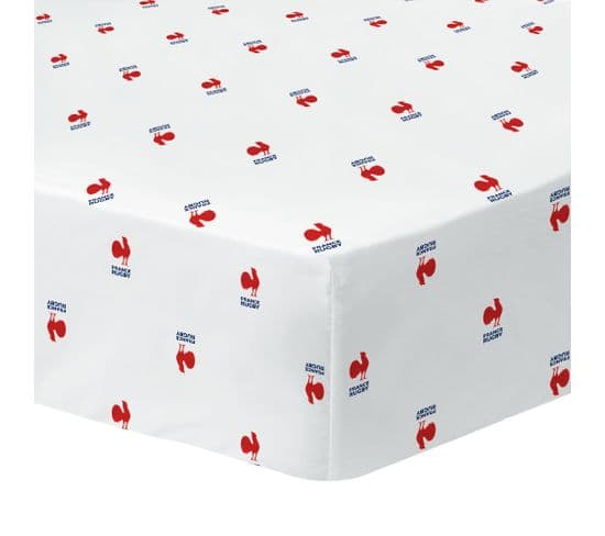 Drap-housse Imprimé 100% Coton, France Rugby Ball 90x190/200cm - Bonnet 30cm