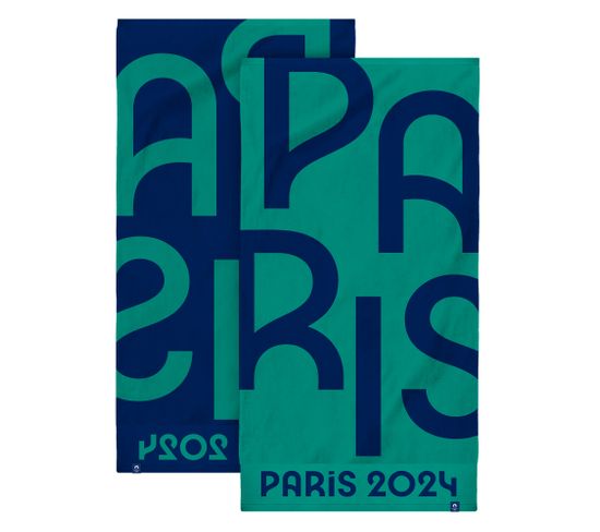 Serviette Jacquard 100% Coton, Paris 2024 Jeux Olympiques Colors 70x133 Cm