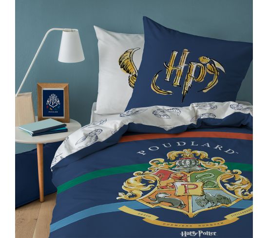 Parure De Lit Imprimée 100% Coton, Harry Potter Colors 140x200+63x63cm