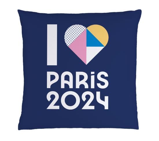 Coussin Imprimé 100% Polyester, Paris 2024 Jeux Olympiques Coeur 40x40cm