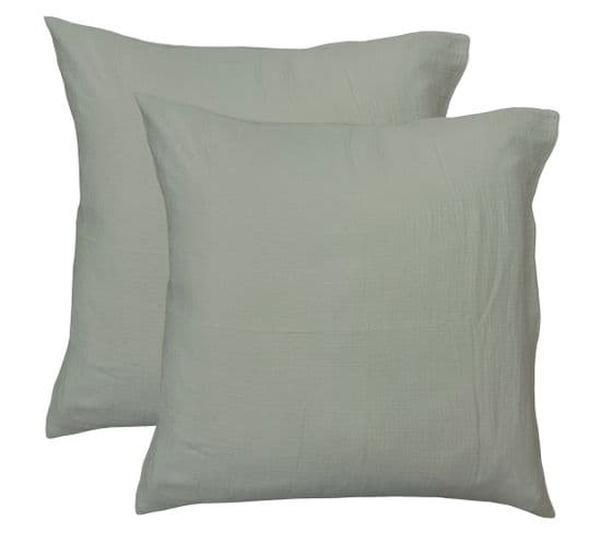 Set De 2 Taies D’oreiller Unies En Coton, Gaze De Coton 50x70cm