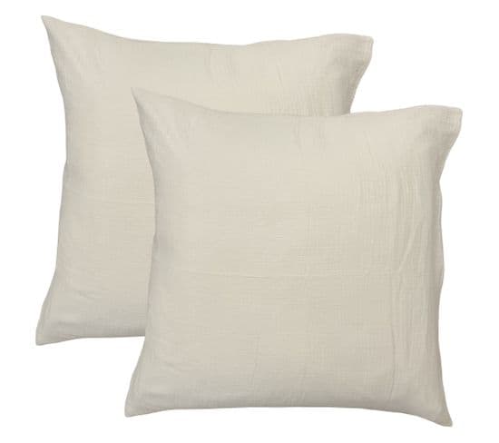 Set De 2 Taies D’oreiller Unies En Coton, Gaze De Coton 65x65cm