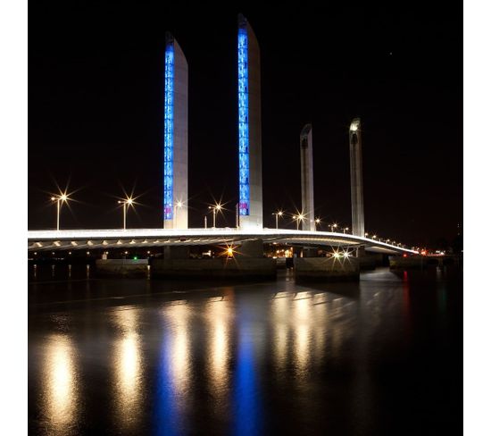 Tableau Sur Toile Pont Bordeaux Nuit 45x45 Cm