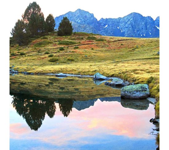 Tableau Sur Toile Lac Pyrénnées 65x65 Cm