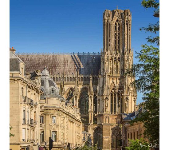 Tableau Sur Toile Cathédrale De Reims Vue Du Côté 65x65 Cm