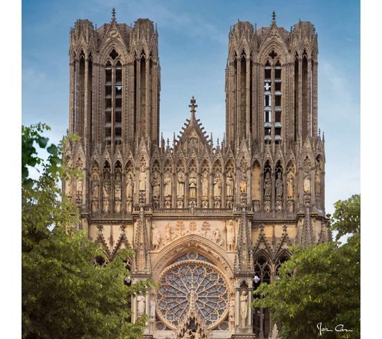 Tableau Sur Toile Détail Cathédrale De Reims 65x65 Cm