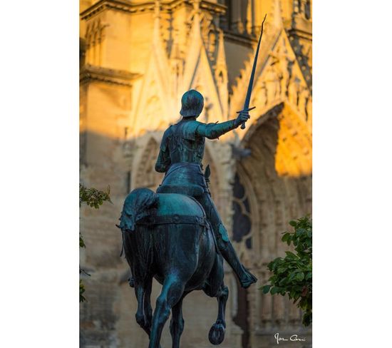 Tableau Sur Toile Statue Jeanne D'arc Reims 45x65 Cm