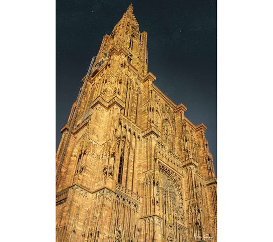 Tableau Sur Verre Synthétique Cathédrale De Strasbourg Dorée 80x120 Cm