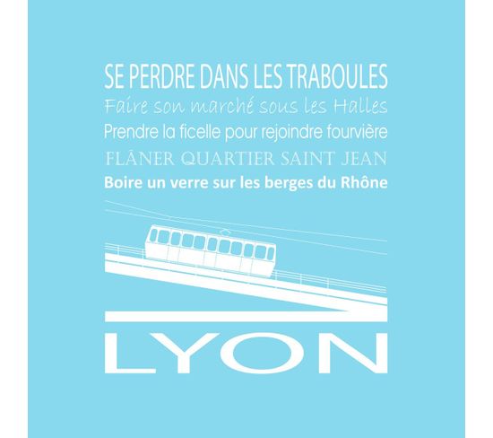 Tableau Sur Toile Funiculaire Lyon Bleu Clair 30x30 Cm