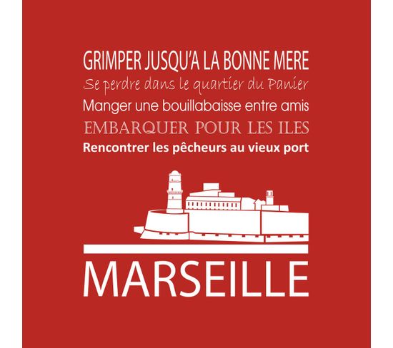 Tableau Sur Toile Marseille Rouge 30x30 Cm
