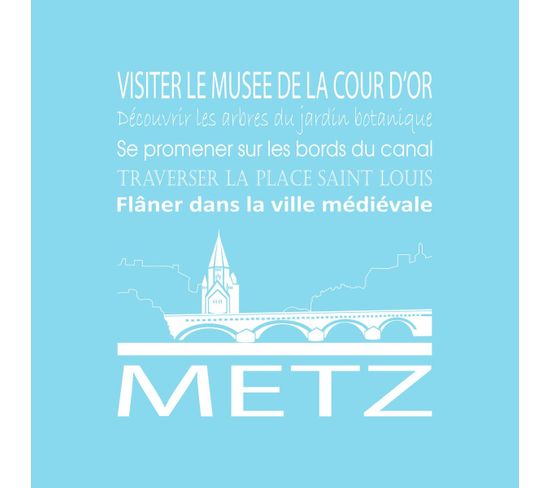 Tableau Sur Toile Metz Bleu Clair 30x30 Cm