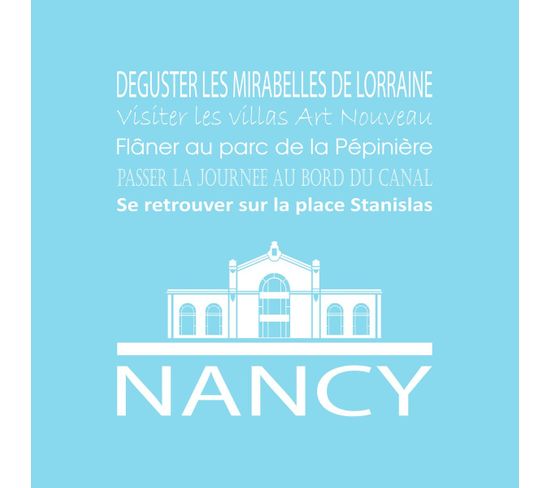 Tableau Sur Toile Nancy Bleu Clair 30x30 Cm