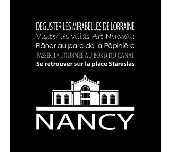 Tableau Sur Toile Nancy Noir 30x30 Cm