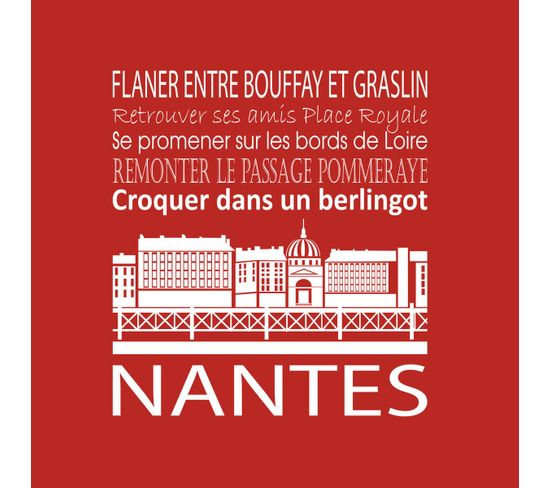 Tableau Sur Toile Nantes Rouge 30x30 Cm