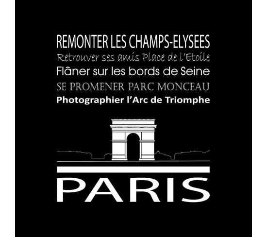 Tableau Sur Toile Paris Arc De Triomphe Noir 30x30 Cm