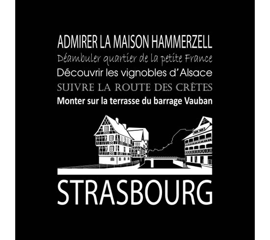 Tableau Sur Toile Strasbourg Noir 30x30 Cm