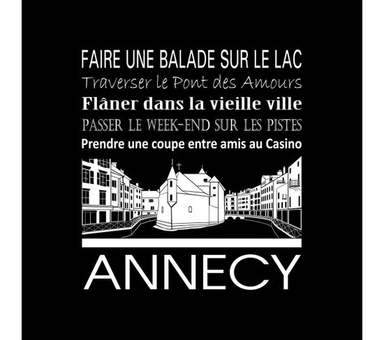 Tableau Sur Toile Annecy Noir 30x30 Cm
