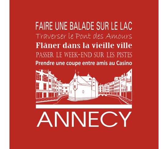 Tableau Sur Toile Annecy Rouge 30x30 Cm