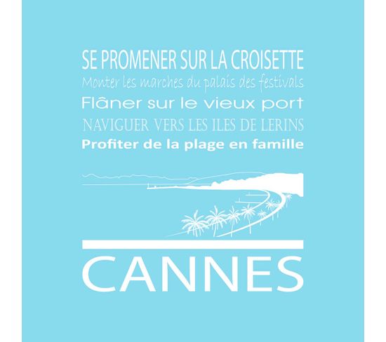 Tableau Sur Toile Cannes Bleu Clair 30x30 Cm