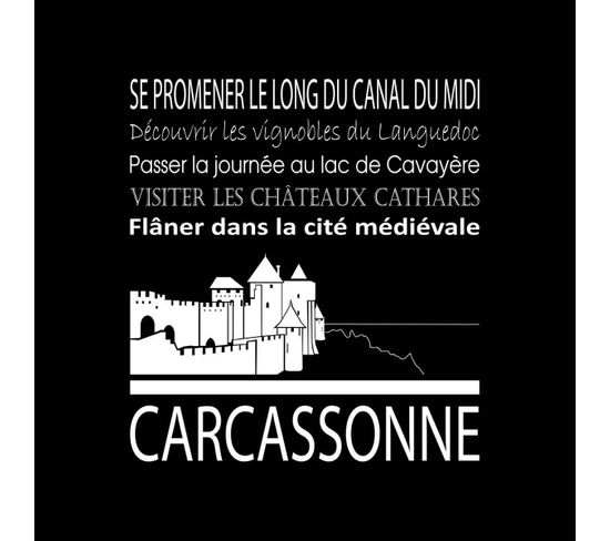 Tableau Sur Toile Carcassonne Noir 30x30 Cm