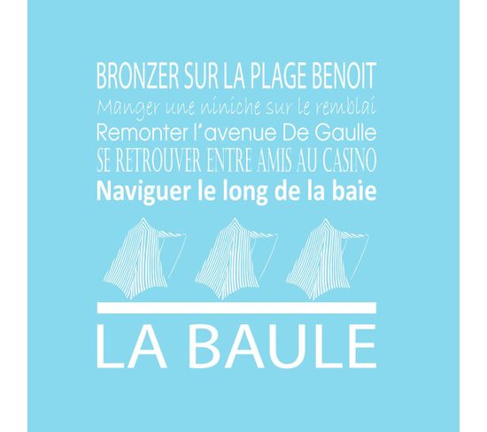 Tableau Sur Toile La Baule Bleu Clair 30x30 Cm