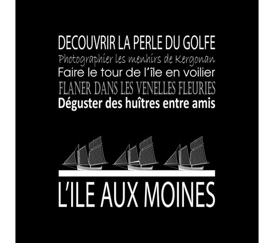 Tableau Sur Toile Île Aux Moines Noir 30x30 Cm