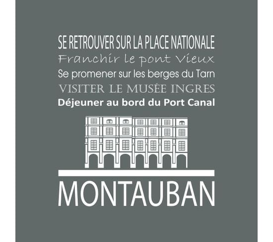 Tableau Sur Toile Montauban Gris 30x30 Cm