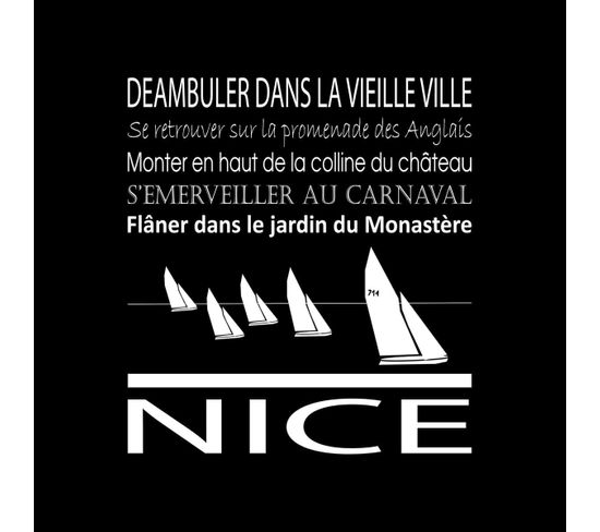 Tableau Sur Toile Nice Noir 30x30 Cm