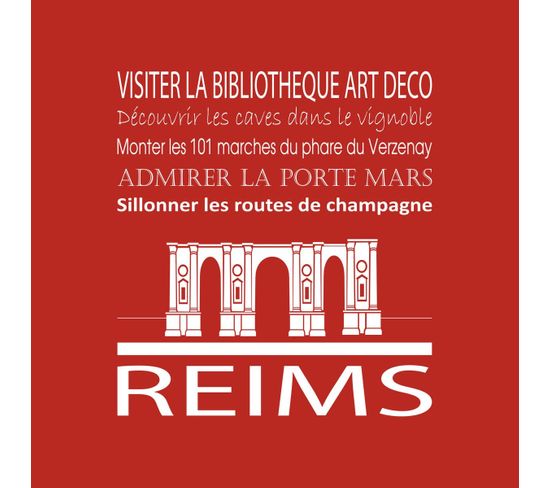 Tableau Sur Toile Reims Rouge 30x30 Cm