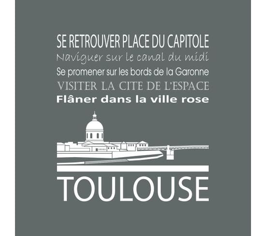 Tableau Sur Toile Toulouse Gris 30x30 Cm