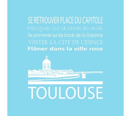 Tableau Sur Toile Toulouse Bleu Clair 30x30 Cm