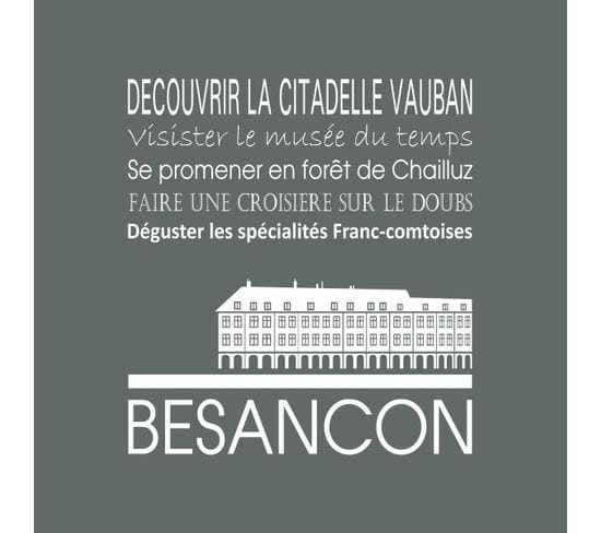 Tableau Sur Toile Besançon Gris 30x30 Cm