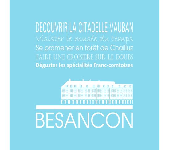 Tableau Sur Toile Besançon Bleu Clair 30x30 Cm
