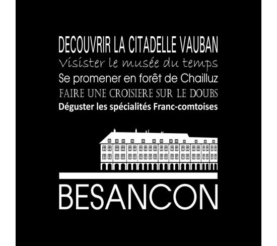 Tableau Sur Toile Besançon Noir 30x30 Cm