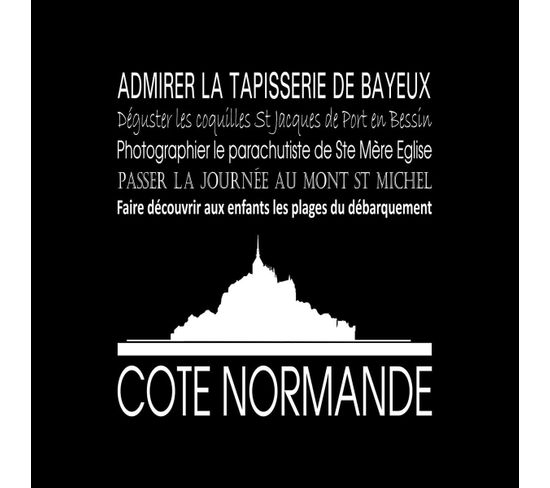 Tableau Sur Toile Côte Normande Noir 30x30 Cm