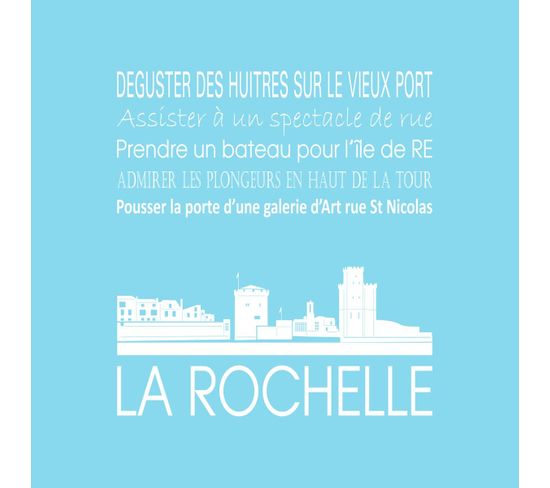 Tableau Sur Toile La Rochelle Bleu Clair 30x30 Cm