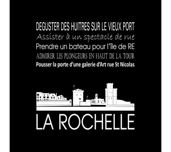 Tableau Sur Toile La Rochelle Noir 30x30 Cm