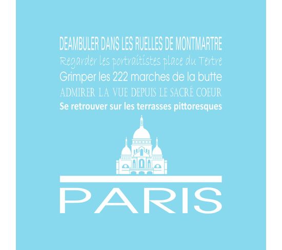 Tableau Sur Toile Paris Sacré Coeur Bleu Clair 30x30 Cm