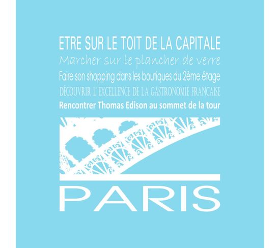 Tableau Sur Toile Paris Tour Eiffel Bleu Clair 30x30 Cm