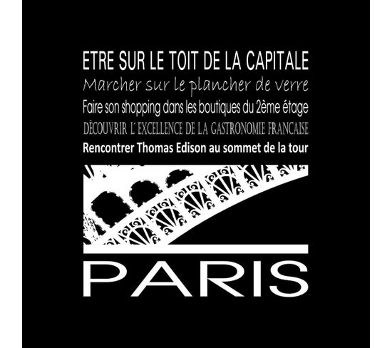 Tableau Sur Toile Paris Tour Eiffel Noir 30x30 Cm