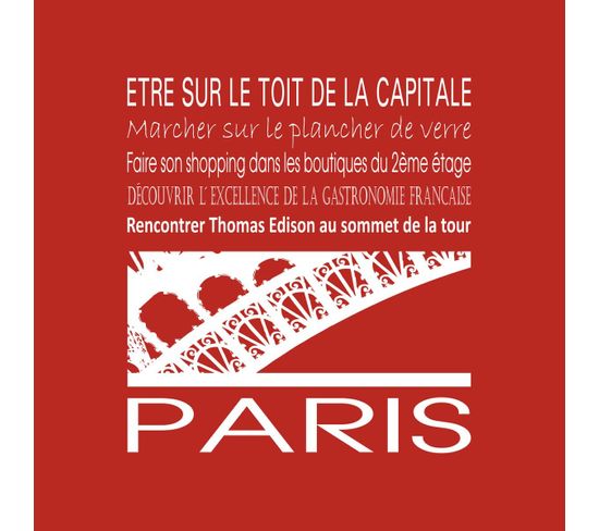 Tableau Sur Toile Paris Tour Eiffel Rouge 30x30 Cm