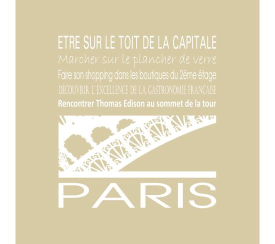 Tableau Sur Toile Paris Tour Eiffel Beige 30x30 Cm