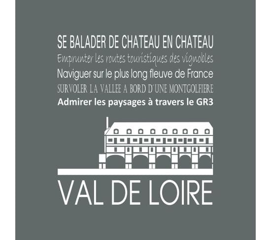 Tableau Sur Toile Val De Loire Gris 30x30 Cm