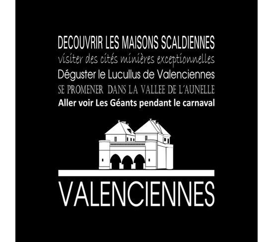 Tableau Sur Toile Valenciennes Noir 30x30 Cm