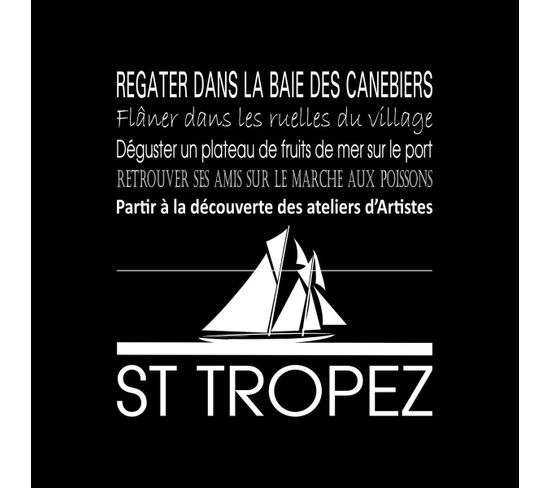 Tableau Sur Toile Saint-tropez Noir 30x30 Cm