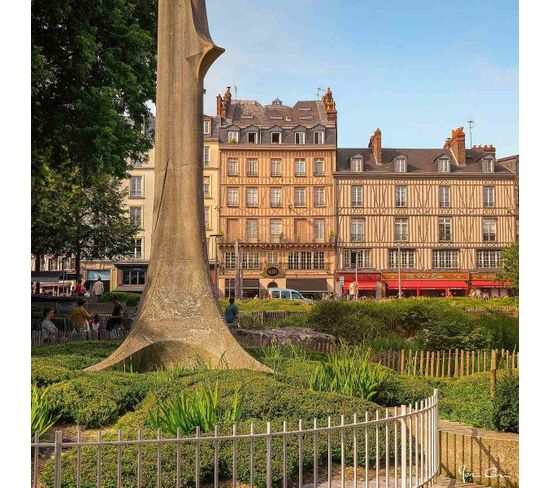 Tableau Sur Verre Synthétique Monument Jeanne D'arc Rouen 90x90 Cm
