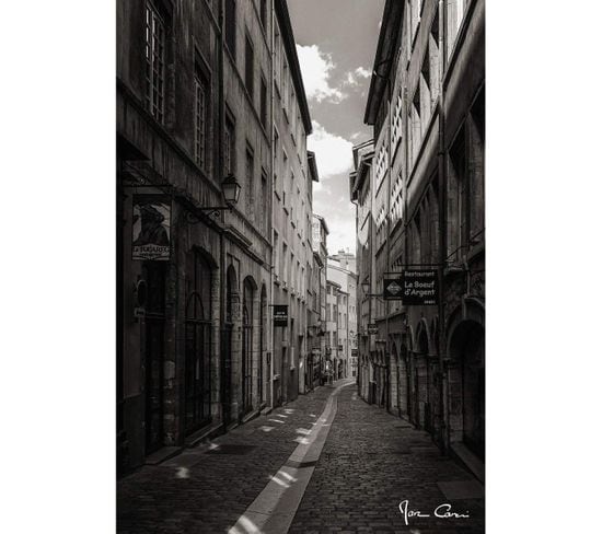 Tableau Sur Verre Vieux Lyon Noir Et Blanc 45x65 Cm
