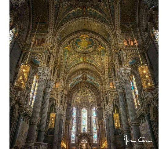 Tableau Sur Verre Notre-dame De Fourvière 45x45 Cm